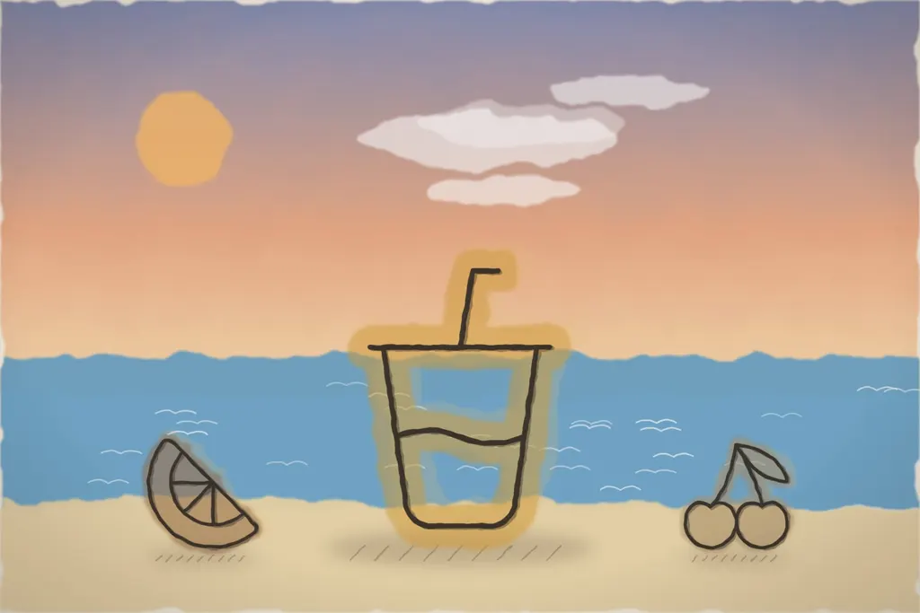 Barul piscinei, cu limonadă și smoothie (ilustrație)